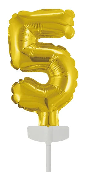 Guld kagetopper 5 år Folieballon 12,5 cm