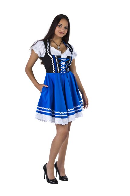 Oktoberfest Dirndl Kjole Oktoberfest Blå Hvid Damer 2 Dele