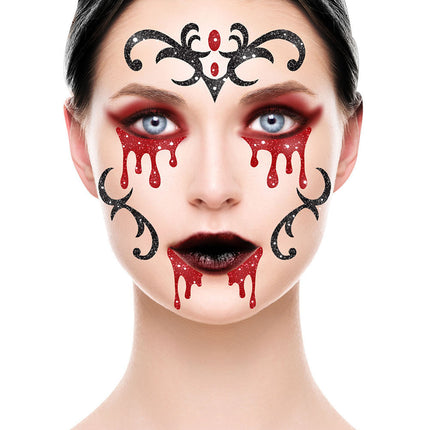 Halloween Face Stickers Vampire Glitter 20cm