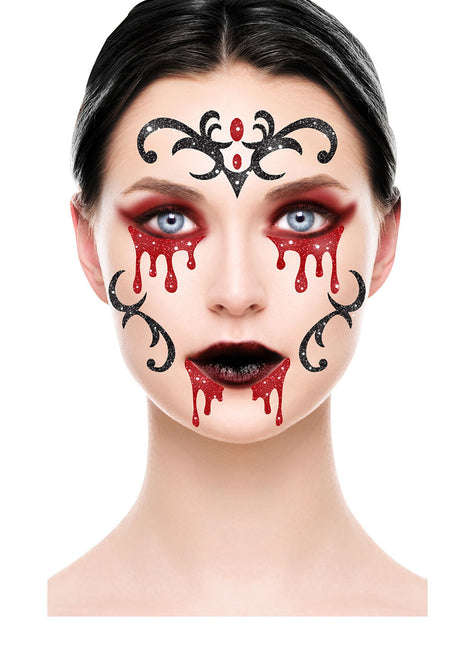 Halloween Face Stickers Vampire Glitter 20cm