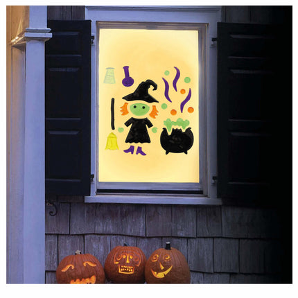 Halloween-vinduesdekoration Heksekedel