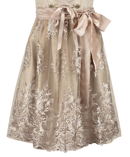 Pink White Creme Dirndl Dress Oktoberfest Women Jaquard