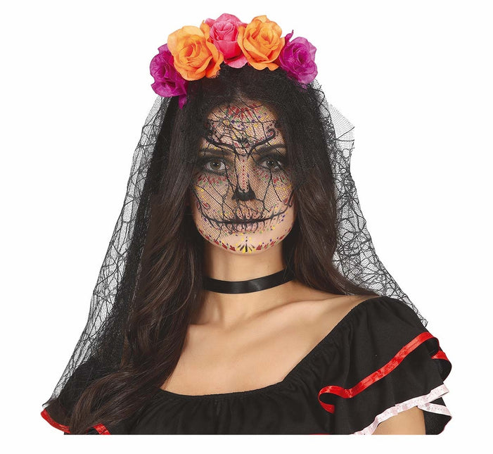 Lilla orange hårbånd med slør