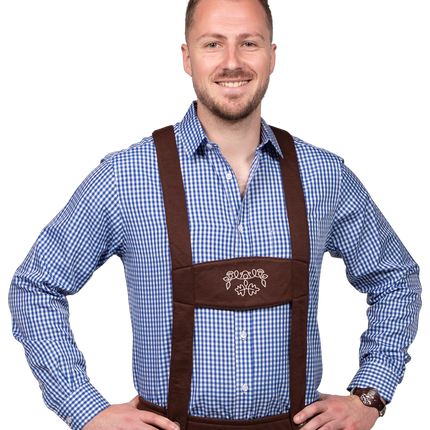 Hvid blå bluse langærmet ternet til mænd