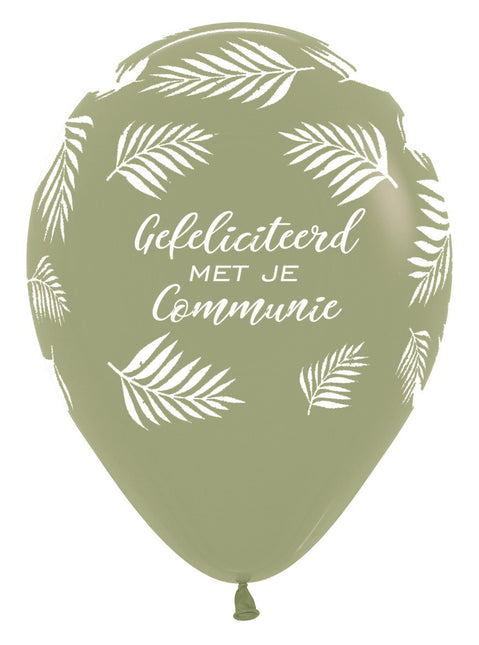 Balloner Tillykke med kommunionen Palmer Eukalyptus 30cm 25stk
