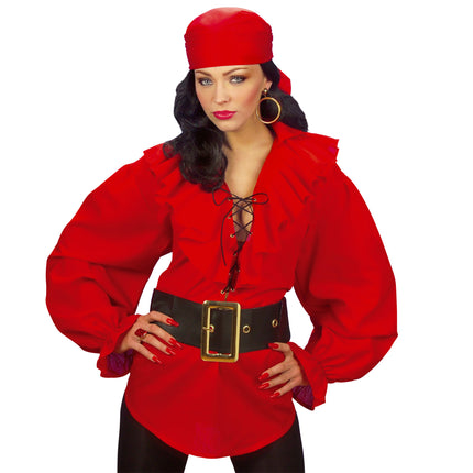 Rød bluse til damer Pirater/Renæssance