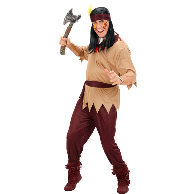 Indianerkostume brun mænd 4 dele