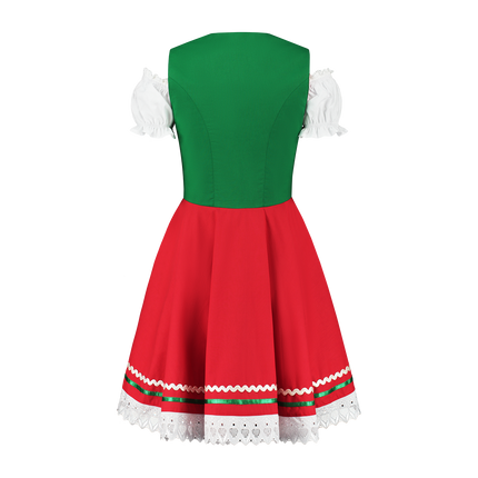 Oktoberfest Dirndl Kjole Oktoberfest Rød Grøn Damer 2 Dele