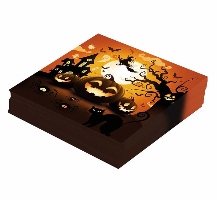 Halloween-servietter græskar 33 cm 12 stk