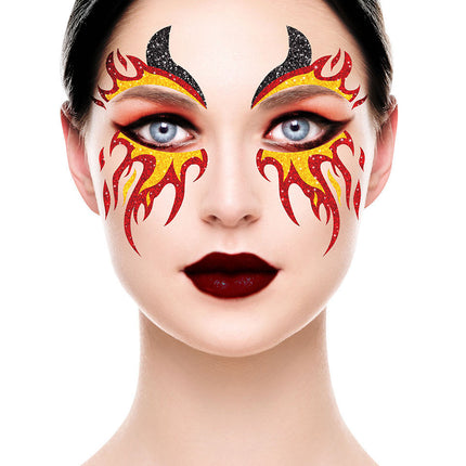 Ansigtsklistermærker med ildglitter 20 cm