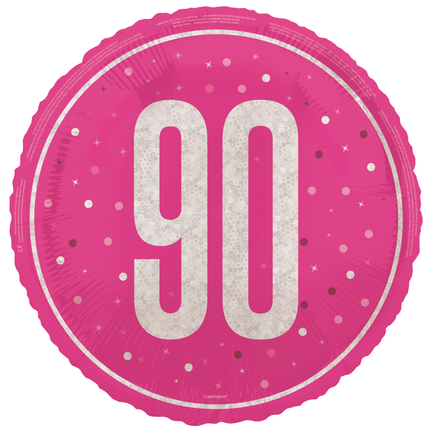 90 Years Helium Balloon Pink Empty 45cm