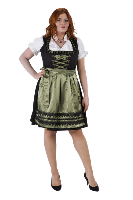 Sort Grøn Dirndl Kjole Oktoberfest Damer