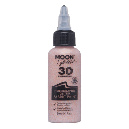 Moon Glitter Holographic Glitter Fabric Paint Rose Gold 30 ml