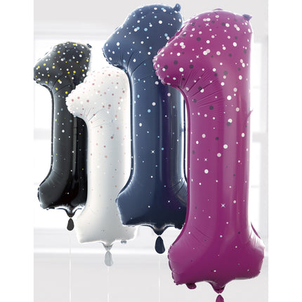 6 års figurballon med lyserøde prikker 86 cm