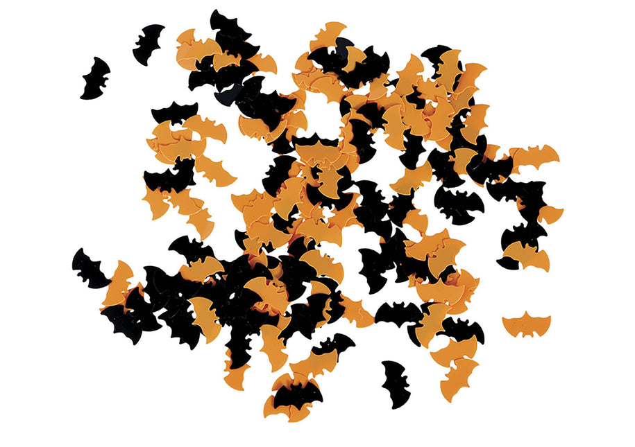 Zwart Oranje Halloween Tafelconfetti Vleermuizen