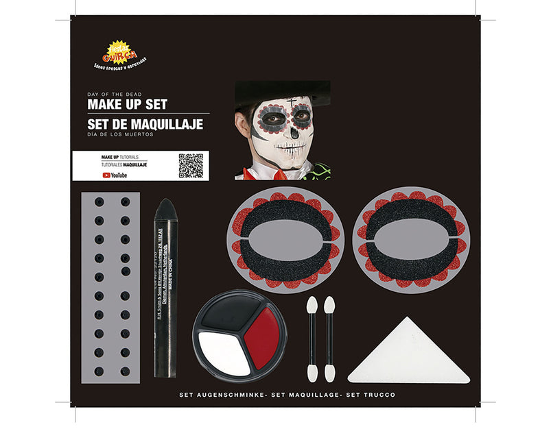 Dia De Los Muertos-sminkesæt med 8 dele