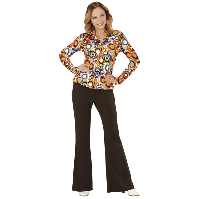 Disco 70S Bluse Blå Orange Dame