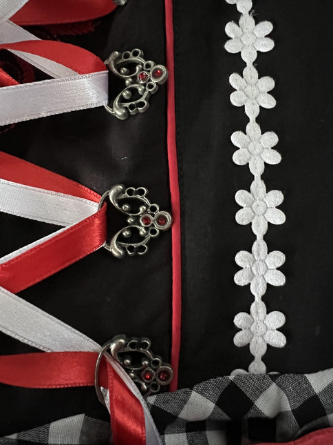 Sort og hvid Dirndl-kjole Oktoberfest Damer Ternet