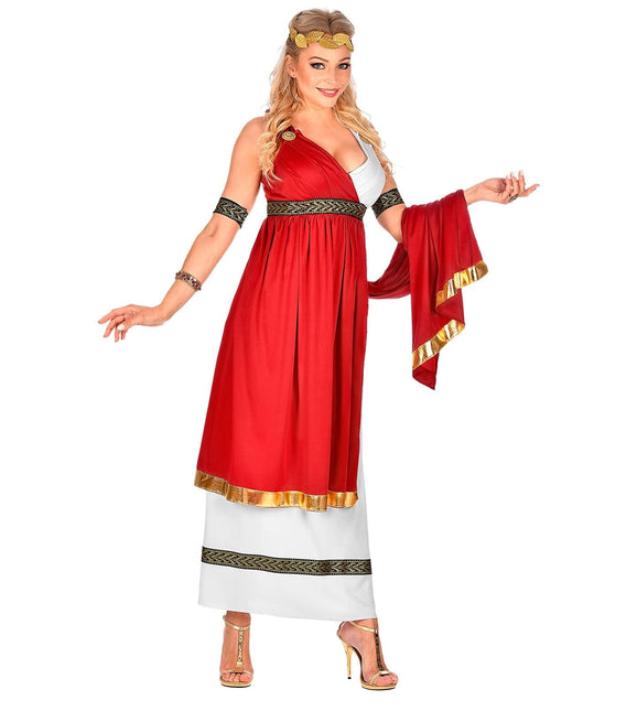 Rød hvid kjole til damer