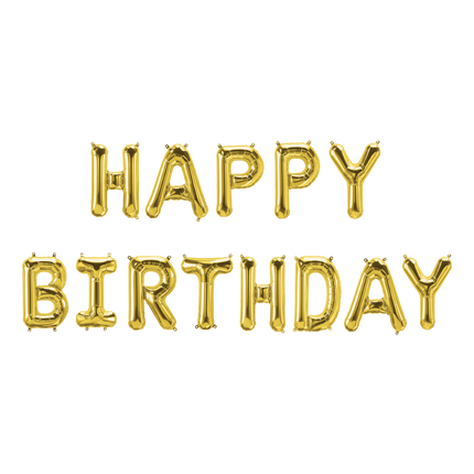 Guld Happy Birthday-balloner sæt 1,9 m