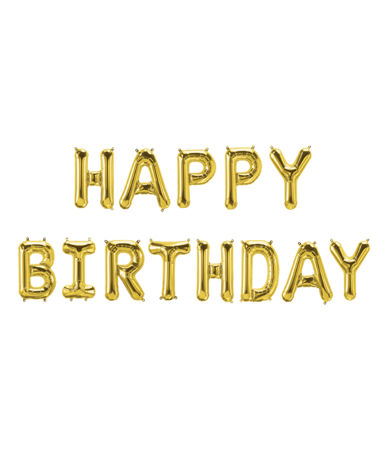 Guld Happy Birthday-balloner sæt 1,9 m