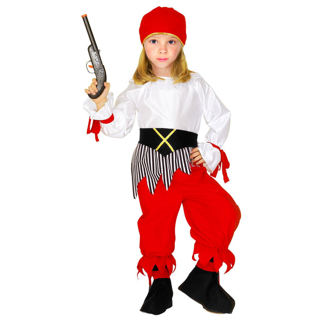 Piratkostume hvid rød pige