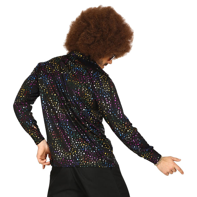 Disco 70S Bluse Sort Mænd Metallic
