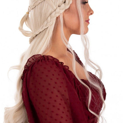 Paryk Queen Dainerys Lang med fletninger Blond