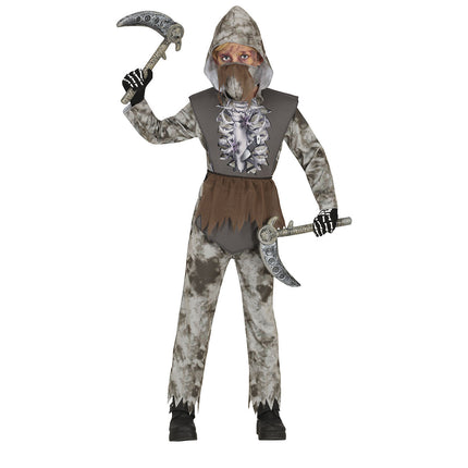 Ninja-kostume barn grå
