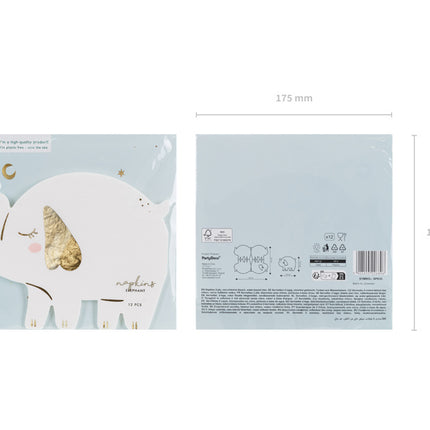 Elefant-servietter 16 cm 12 stk