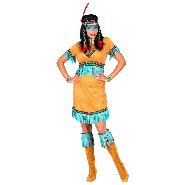 Indisk kjole brun blå dame 2 dele