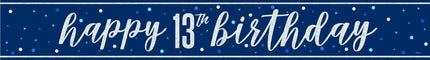 Happy Birthday Banner Blå 13 år 2,74 m