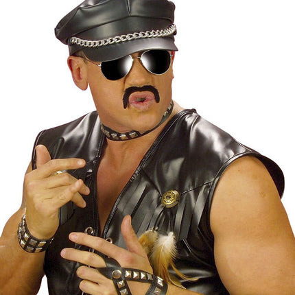 Sort falsk overskæg 1 stk