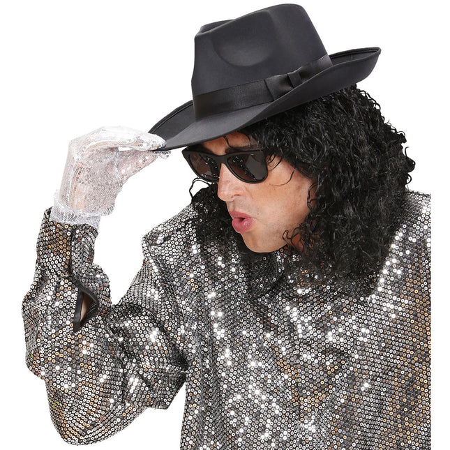 Mafiahat sort med bånd