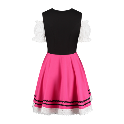 Oktoberfest Dirndl Kjole Oktoberfest Sort Pink Damer 2 Dele