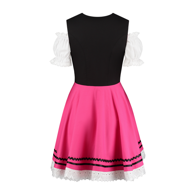 Oktoberfest Dirndl Kjole Oktoberfest Sort Pink Damer 2 Dele