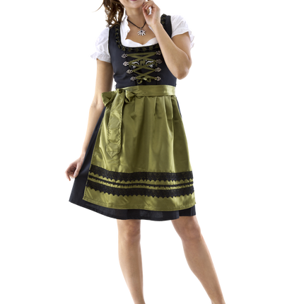 Sort Grøn Dirndl Kjole Oktoberfest Damer