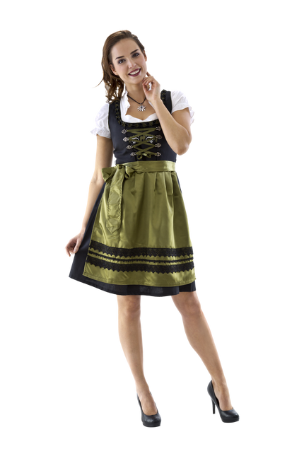 Sort Grøn Dirndl Kjole Oktoberfest Damer
