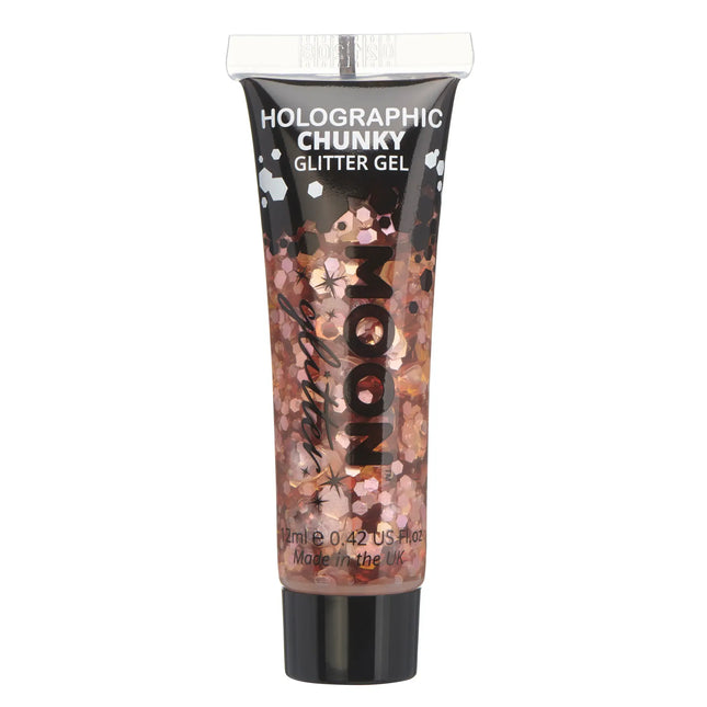 Moon Glitter Holographic Chunky Glitter Gel Rose Gold 12 ml