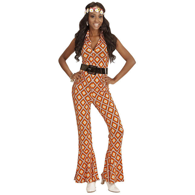 Disco 70S Jumpsuit Orange Dame Ternet