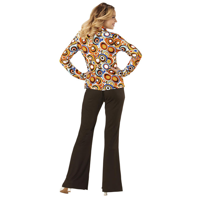 Disco 70S Bluse Blå Orange Dame