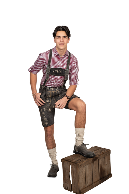 Leatherhose Brown Grey Men's Short Antique