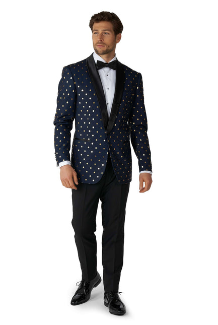 Mørkeblå guldprikket smoking til mænd <tc>OppoSuits</tc>