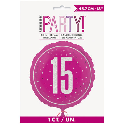 15 års heliumballon tom 45 cm