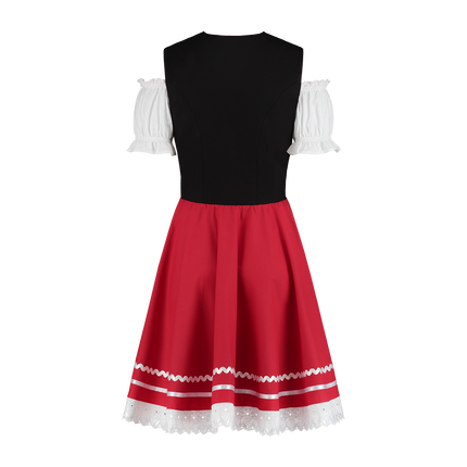 Oktoberfest Dirndl Kjole Oktoberfest Rød Hvid Damer 2 Dele