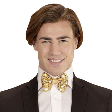 Guld sløjfe pailletter med lys