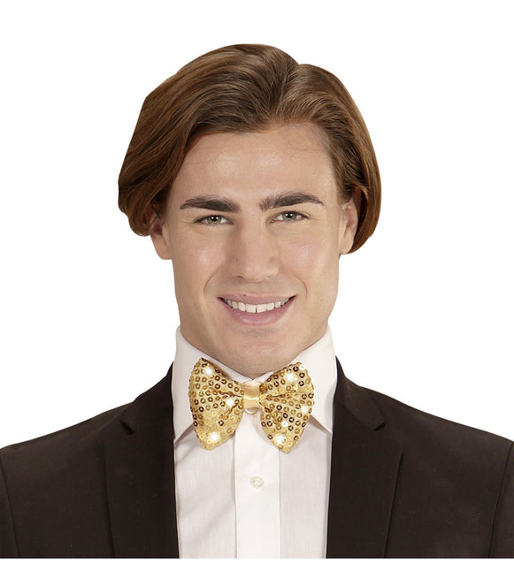 Guld sløjfe pailletter med lys