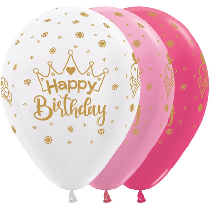 Balloner Happy Birthday Crown 30cm 25stk