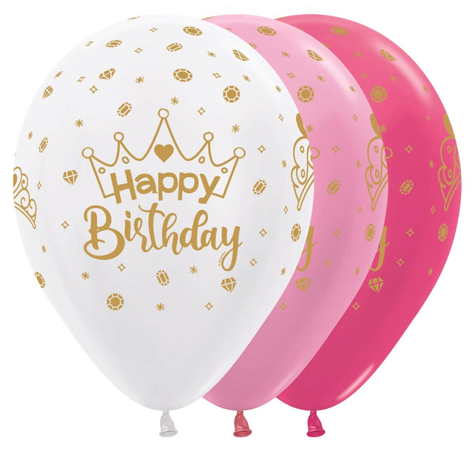 Balloner Happy Birthday Crown 30cm 25stk