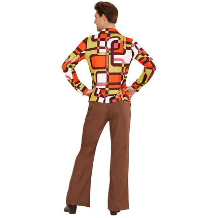 Disco 70S Bluse Grøn Orange Mænd